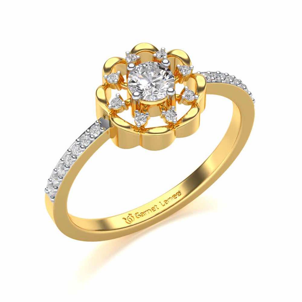 Raphsody Solitaire Silver Ring - Yellow Gold - Image 1