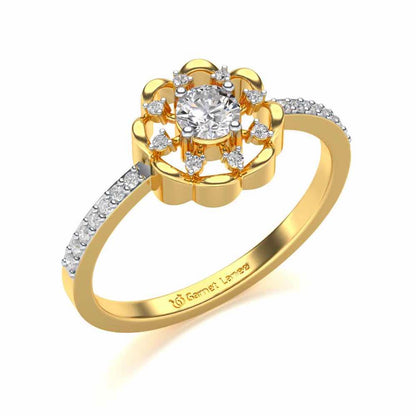 Raphsody Solitaire Silver Ring - Yellow Gold - Image 1