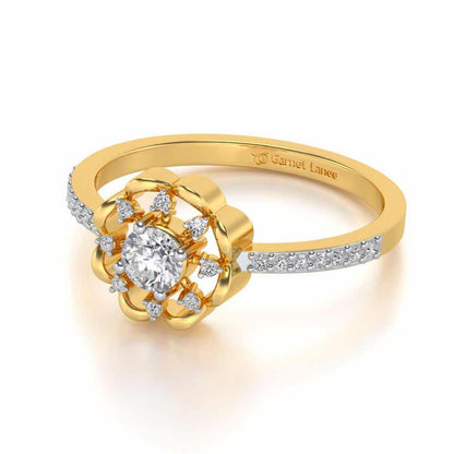 Raphsody Solitaire Silver Ring - Yellow Gold - Image 2