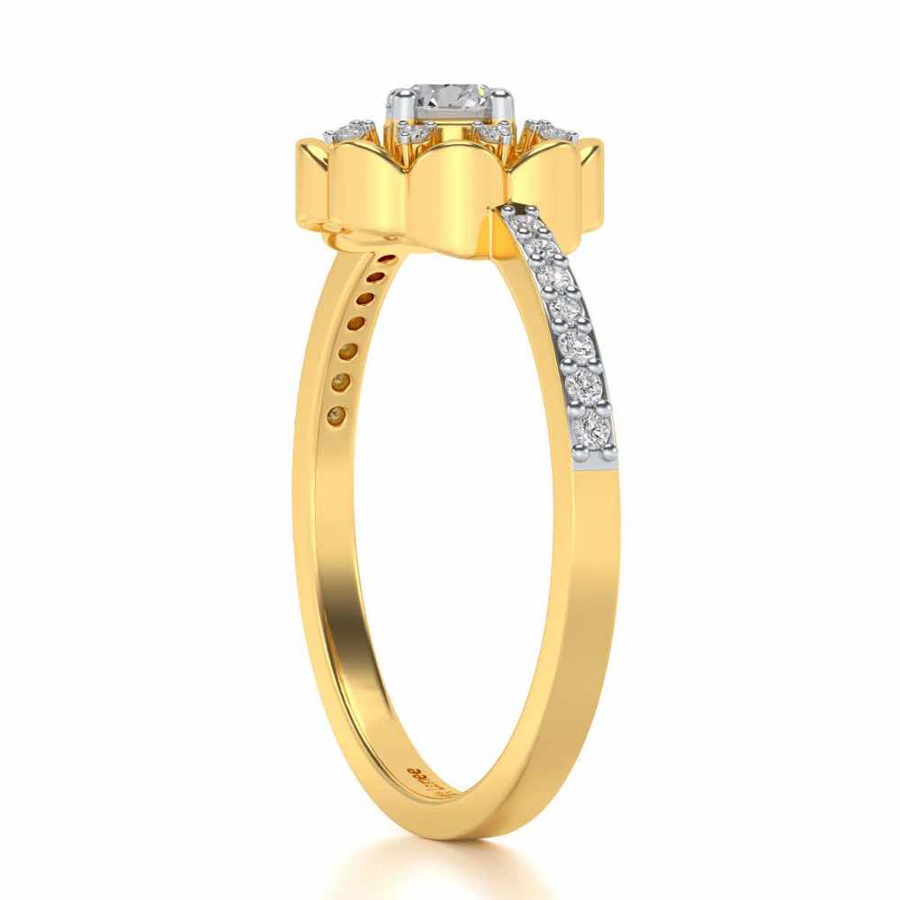 Raphsody Solitaire Silver Ring - Yellow Gold - Image 3