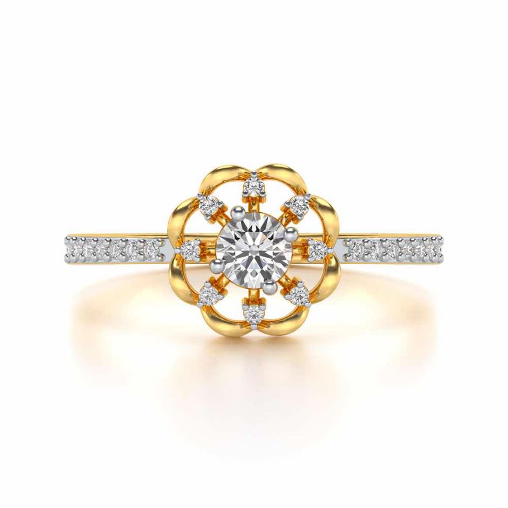 Raphsody Solitaire Silver Ring - Yellow Gold - Image 4