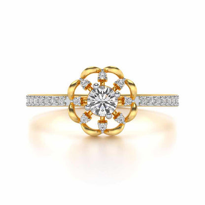 Raphsody Solitaire Silver Ring - Yellow Gold - Image 4