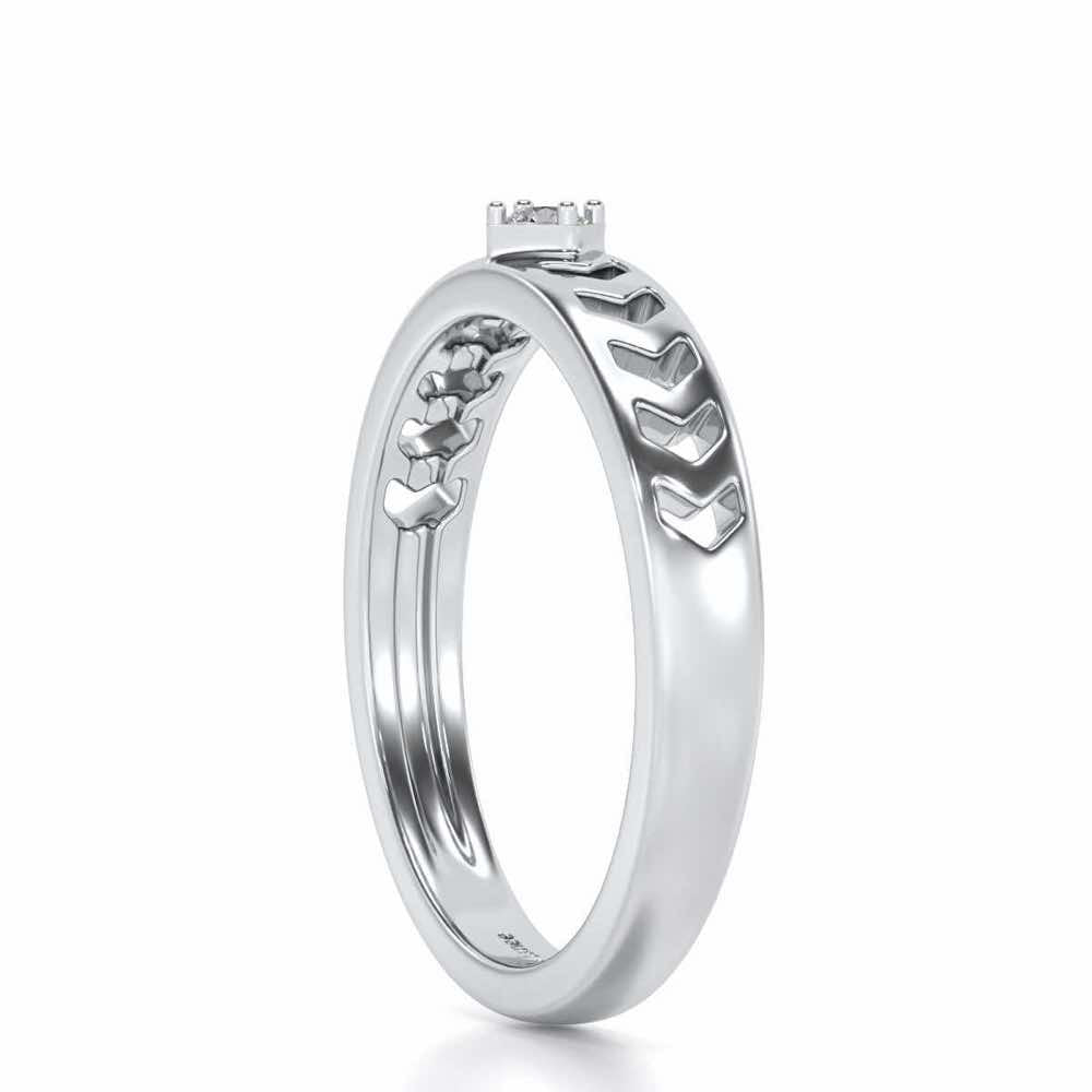Rapturous Solitaire Silver Ring - White Gold - Image 3