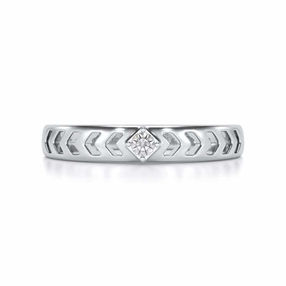 Rapturous Solitaire Silver Ring - White Gold - Image 4
