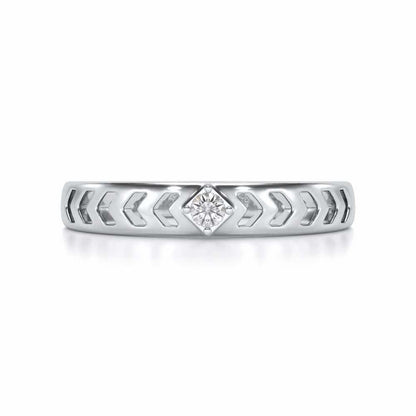 Rapturous Solitaire Silver Ring - White Gold - Image 4