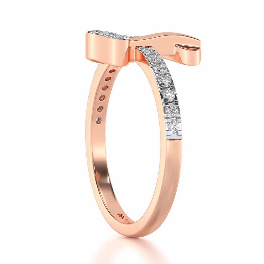Ravishing D Silver Ring - Rose Gold - Image 3