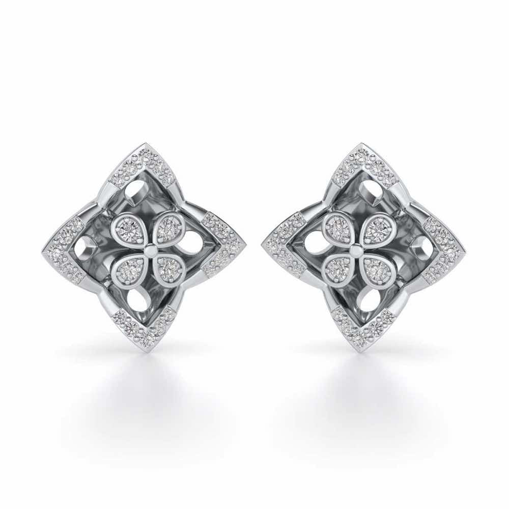 Ravissante Silver Studs - White Gold - Image 1
