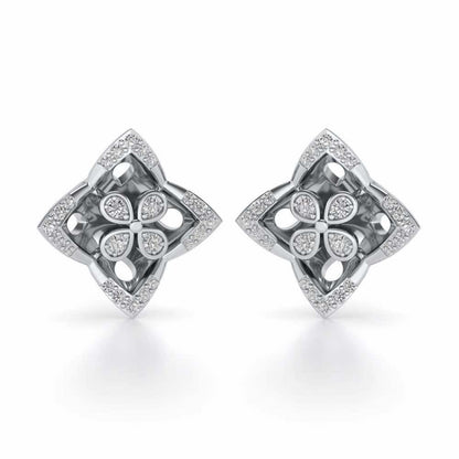 Ravissante Silver Studs - White Gold - Image 1