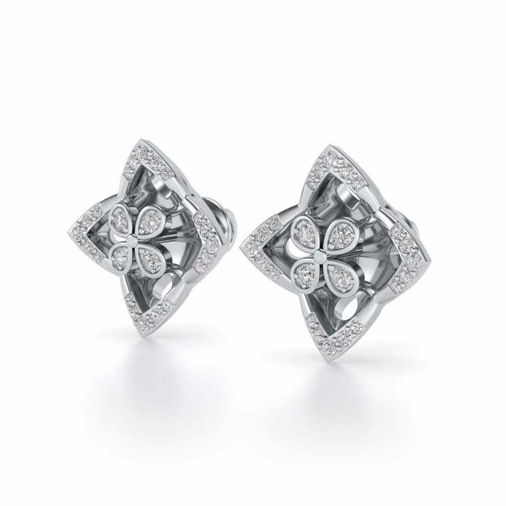 Ravissante Silver Studs - White Gold - Image 3