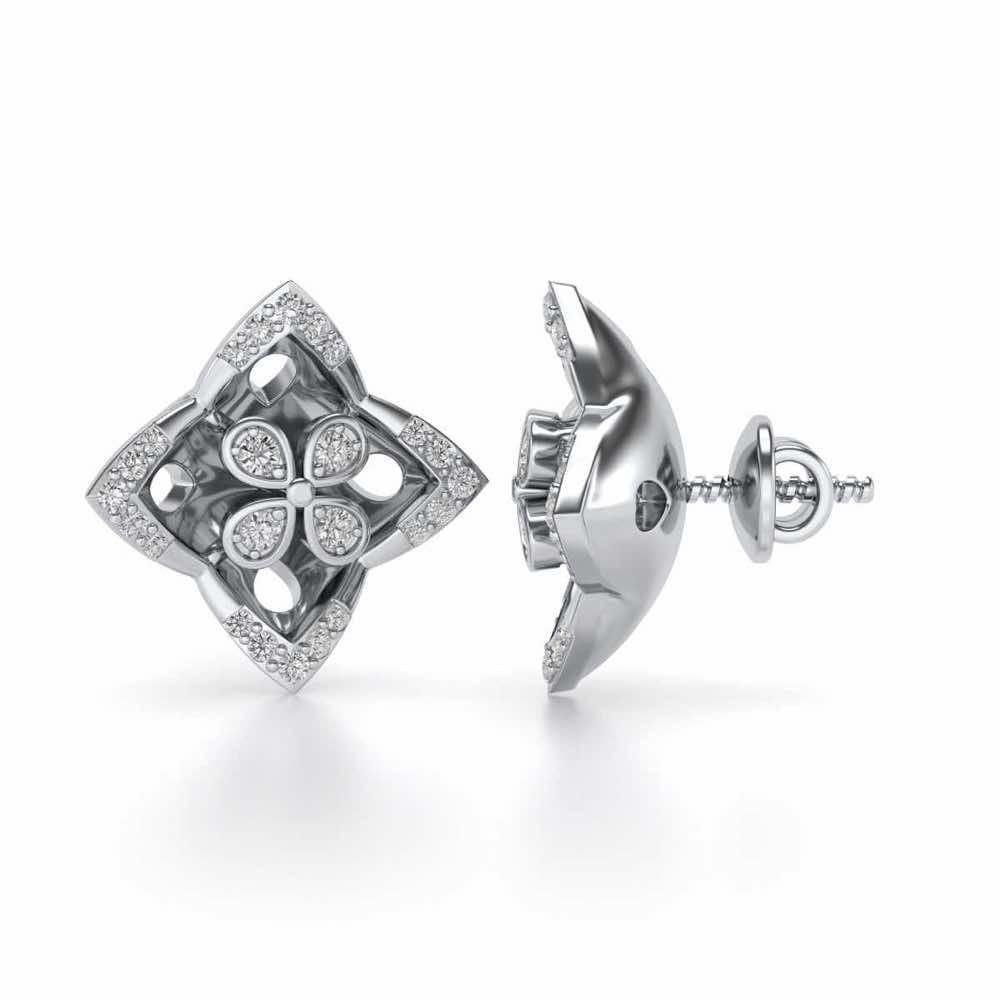 Ravissante Silver Studs - White Gold - Image 4
