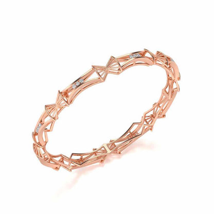 Ray Lock Silver Bangles - Rose Gold - Image 1