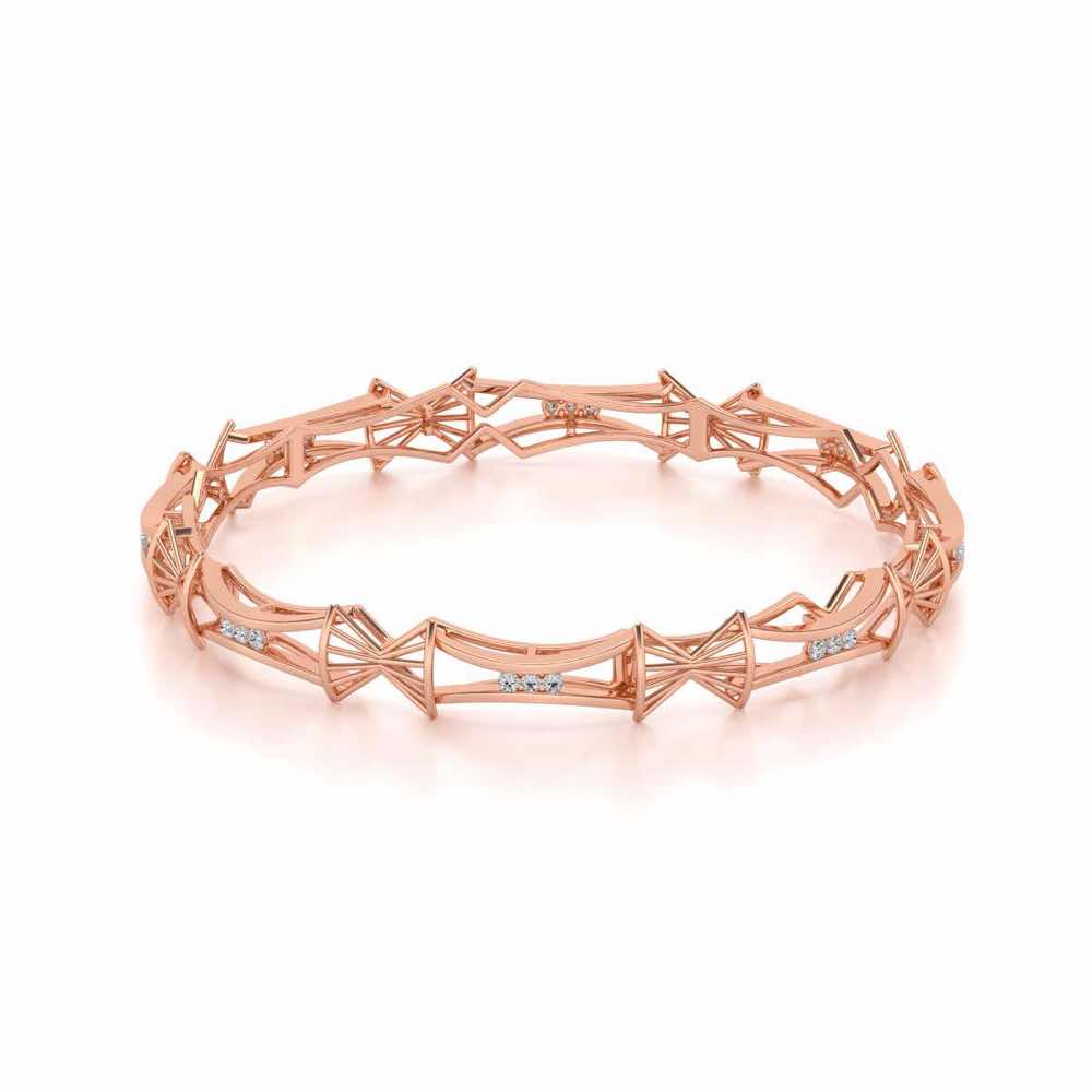 Ray Lock Silver Bangles - Rose Gold - Image 2