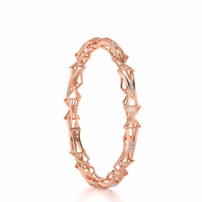 Ray Lock Silver Bangles - Rose Gold - Image 3