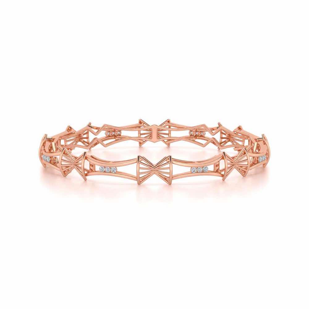 Ray Lock Silver Bangles - Rose Gold - Image 4
