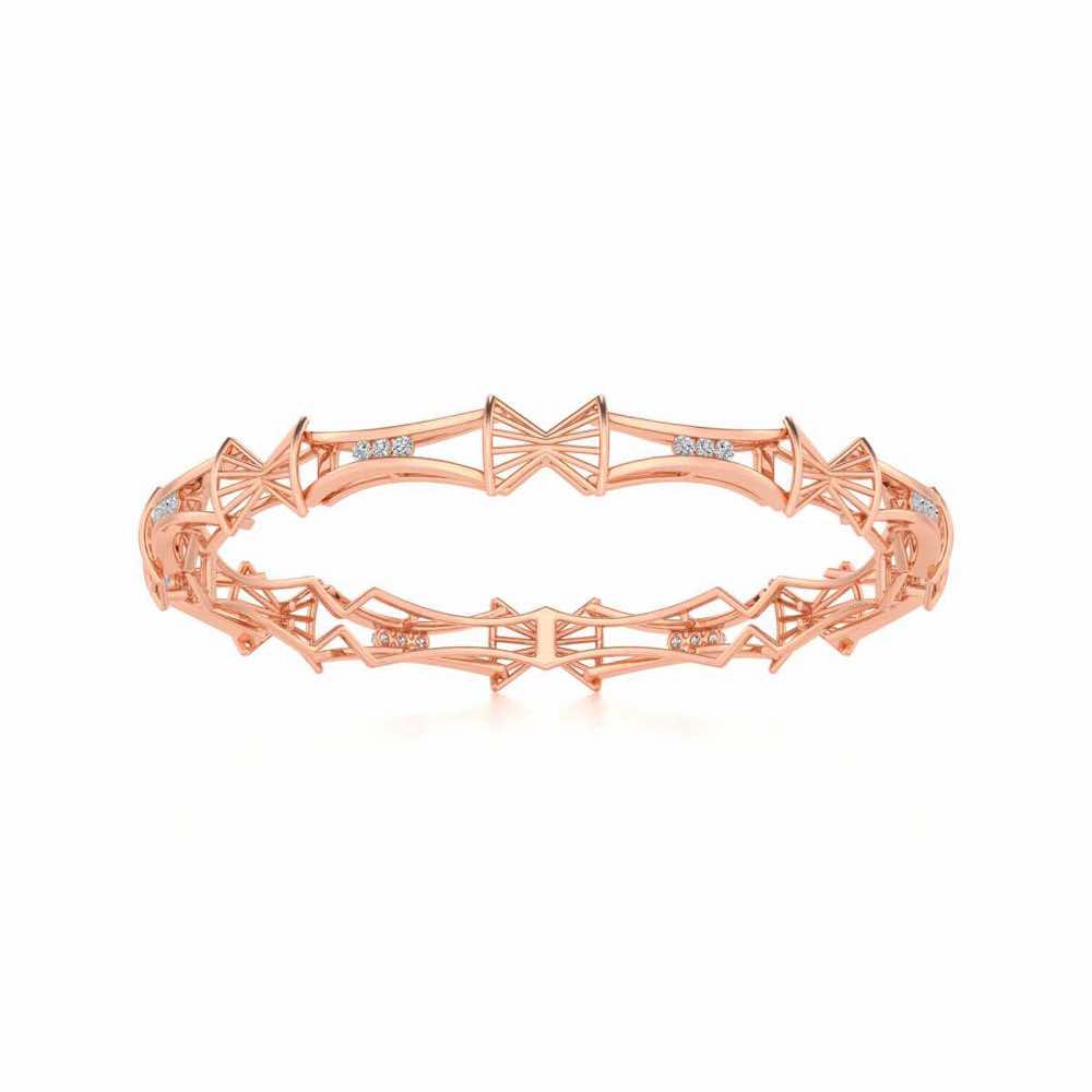 Ray Lock Silver Bangles - Rose Gold - Image 5