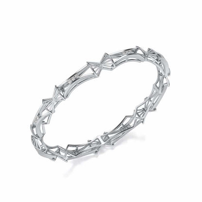 Ray Lock Silver Bangles - White Gold - Image 1