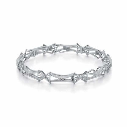 Ray Lock Silver Bangles - White Gold - Image 2