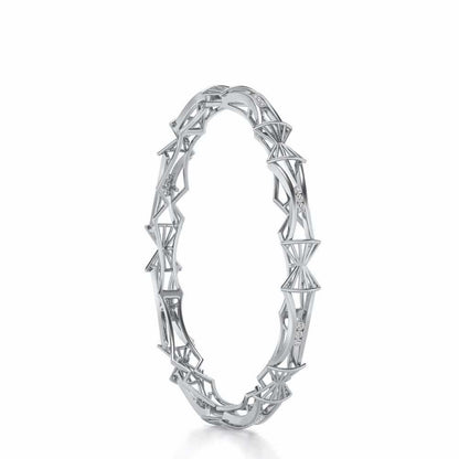 Ray Lock Silver Bangles - White Gold - Image 3
