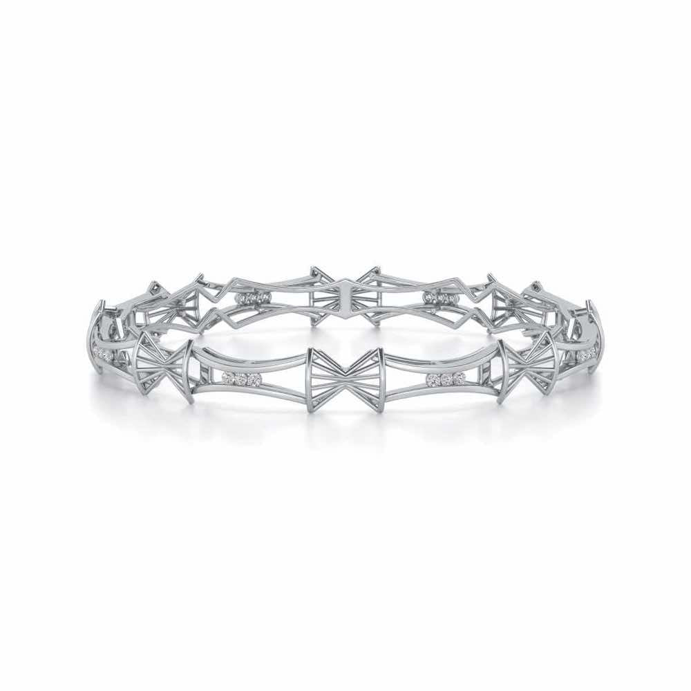 Ray Lock Silver Bangles - White Gold - Image 4