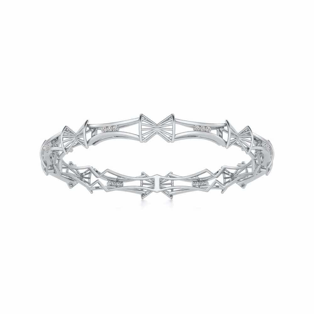 Ray Lock Silver Bangles - White Gold - Image 5