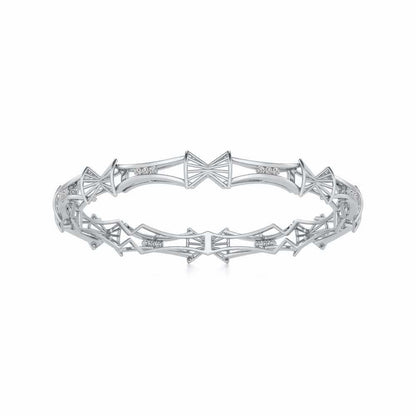 Ray Lock Silver Bangles - White Gold - Image 5