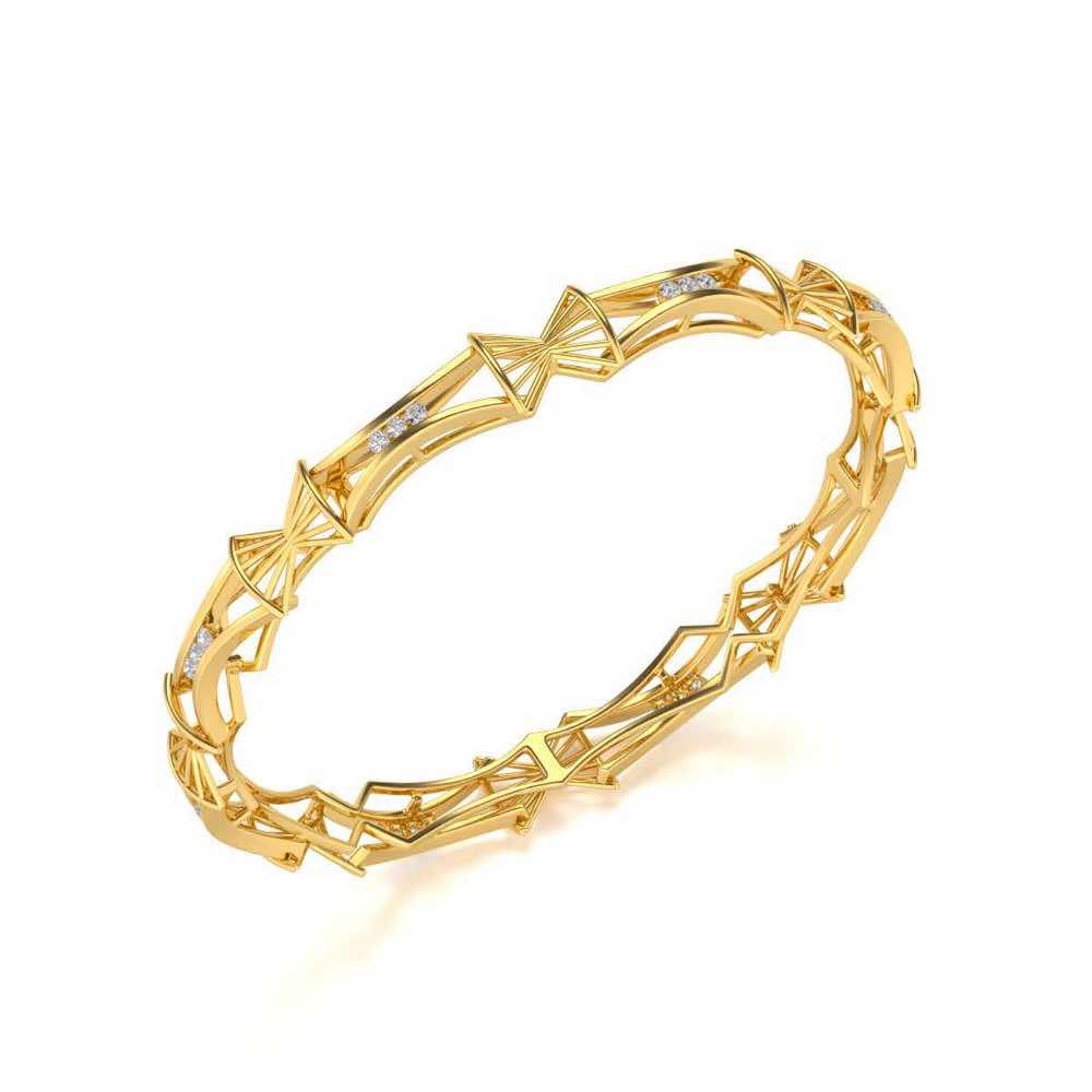 Ray Lock Silver Bangles - Yellow Gold - Image 1