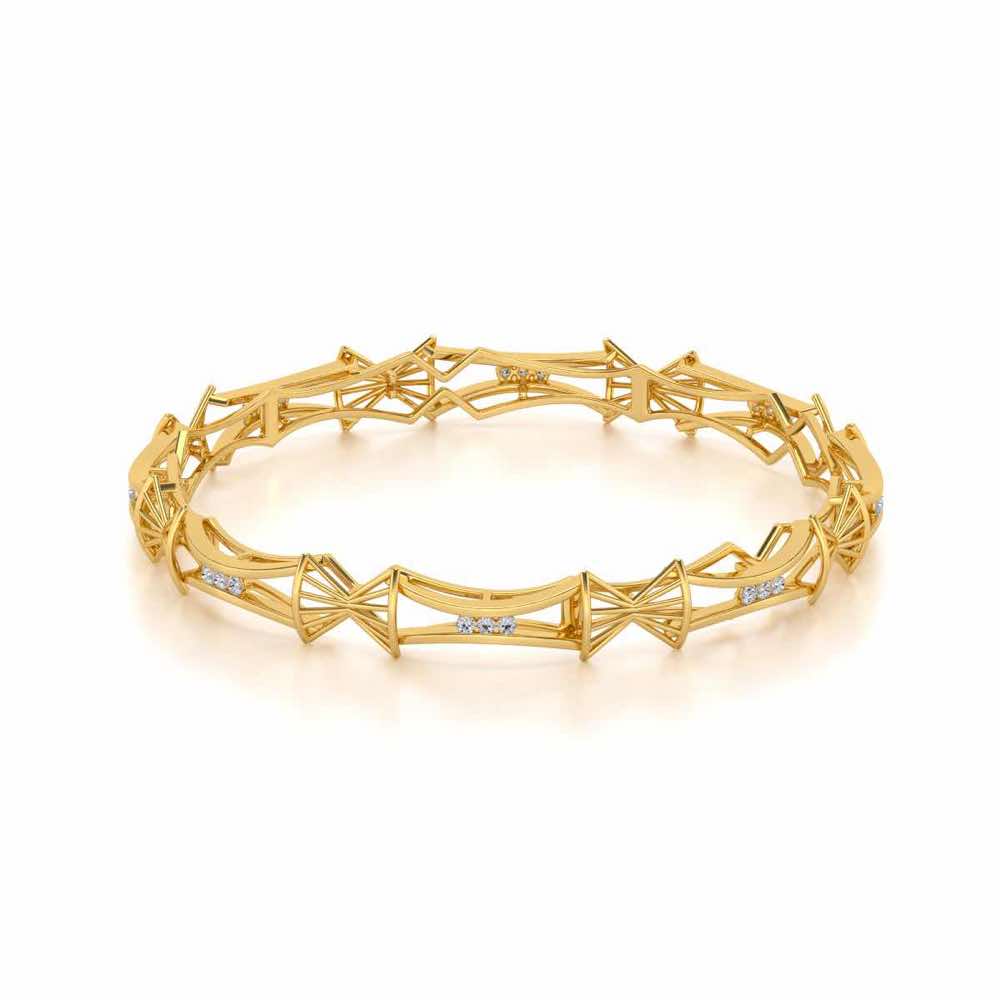 Ray Lock Silver Bangles - Yellow Gold - Image 2