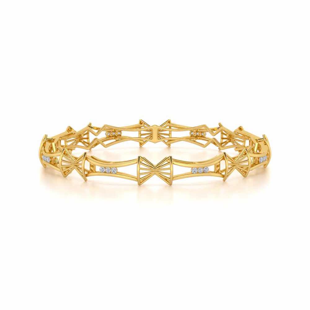 Ray Lock Silver Bangles - Yellow Gold - Image 4