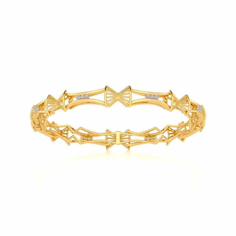 Ray Lock Silver Bangles - Yellow Gold - Image 5