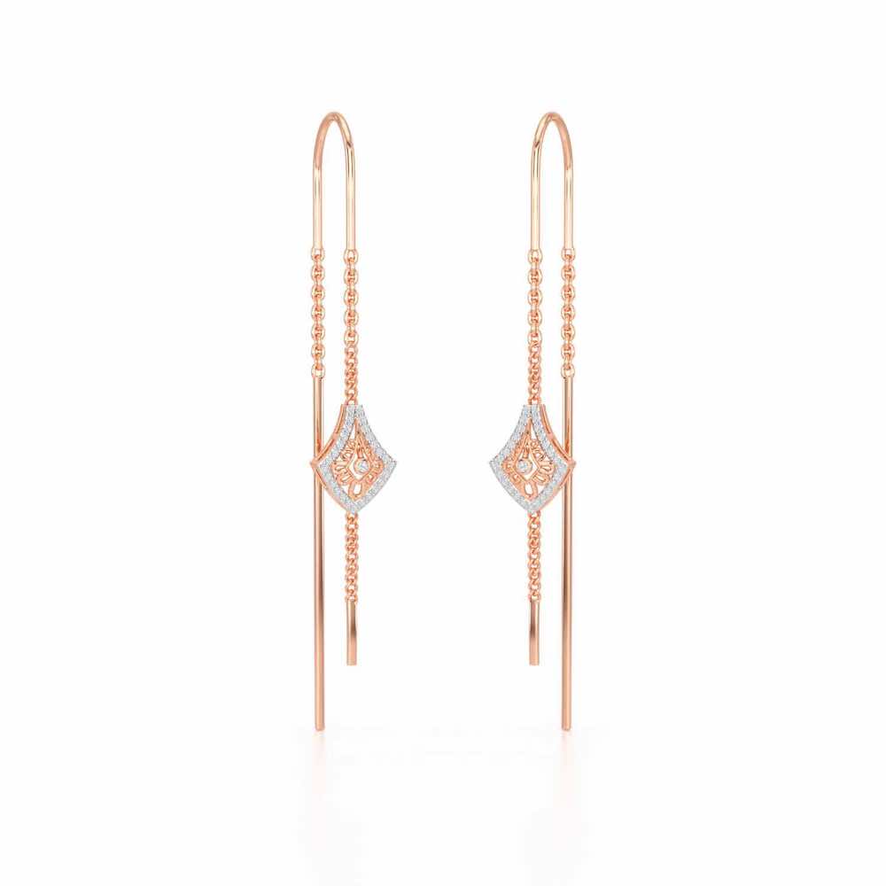 Razia Silver Dangler Earrings - Rose Gold - Image 2