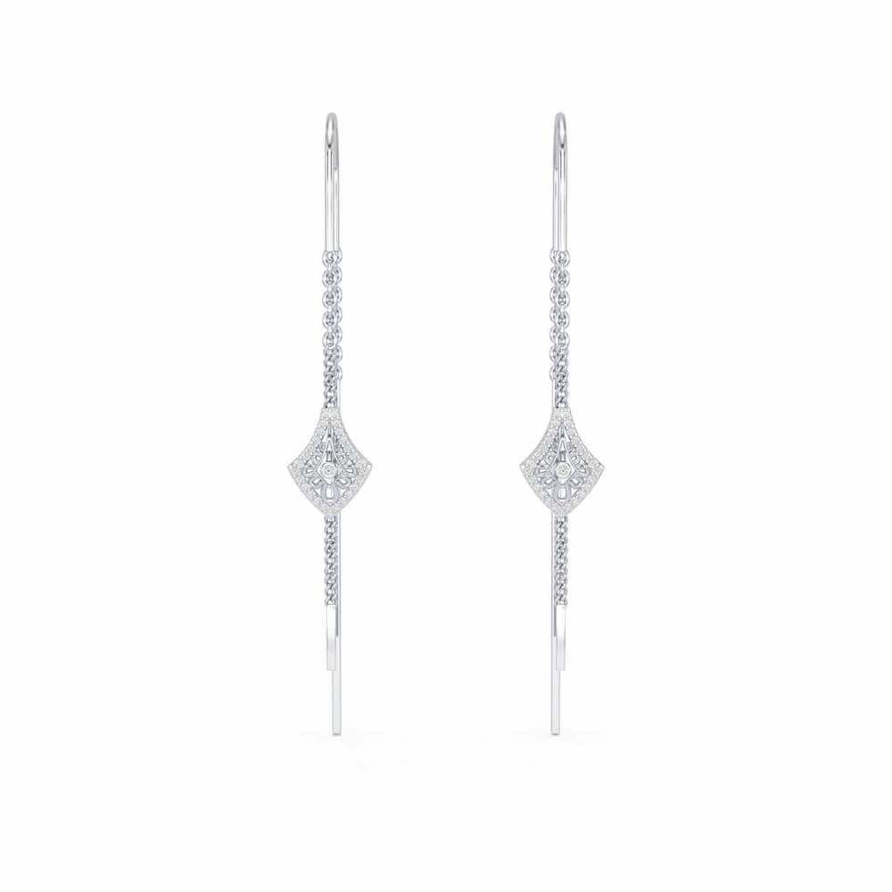 Razia Silver Dangler Earrings - White Gold - Image 1
