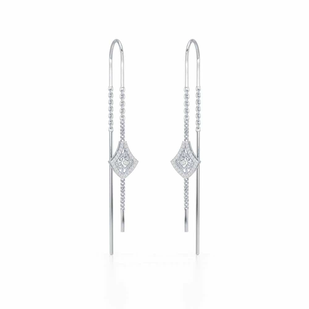 Razia Silver Dangler Earrings - White Gold - Image 2