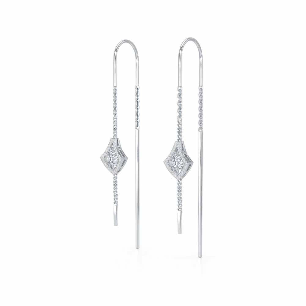 Razia Silver Dangler Earrings - White Gold - Image 3