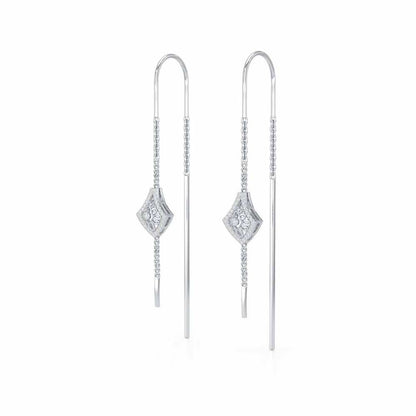 Razia Silver Dangler Earrings - White Gold - Image 3