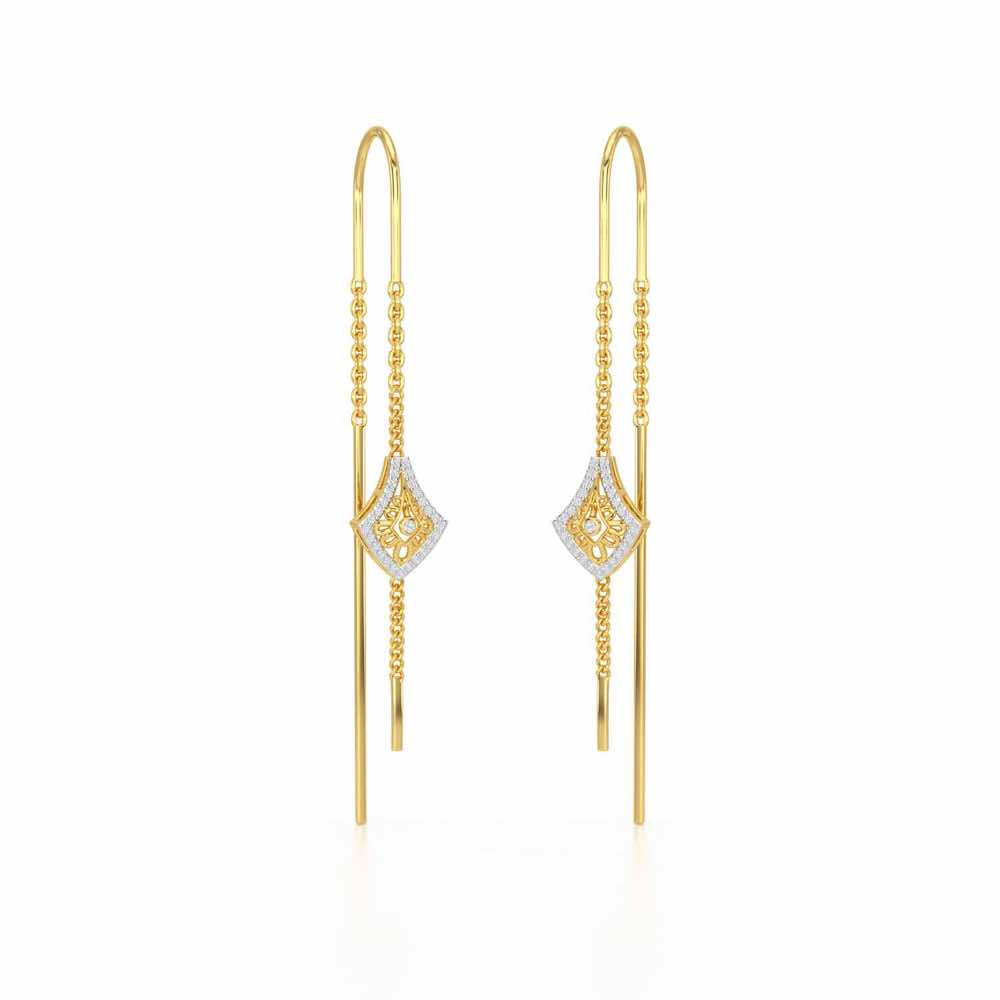 Razia Silver Dangler Earrings - Yellow Gold - Image 2