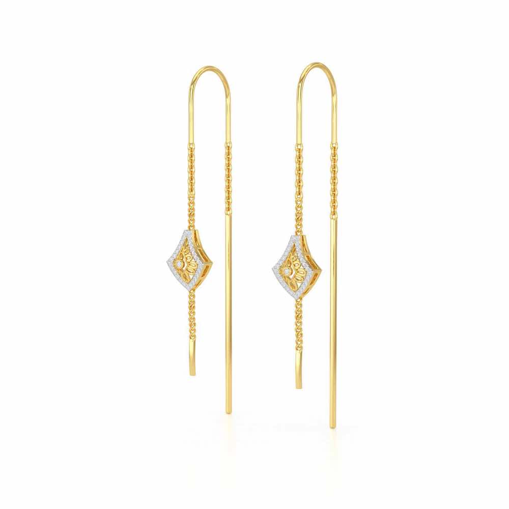 Razia Silver Dangler Earrings - Yellow Gold - Image 3