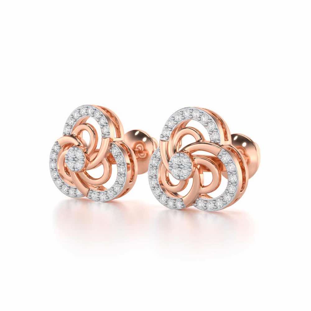 Realistic Swirl Silver Earrings - Rose Gold - Image 3