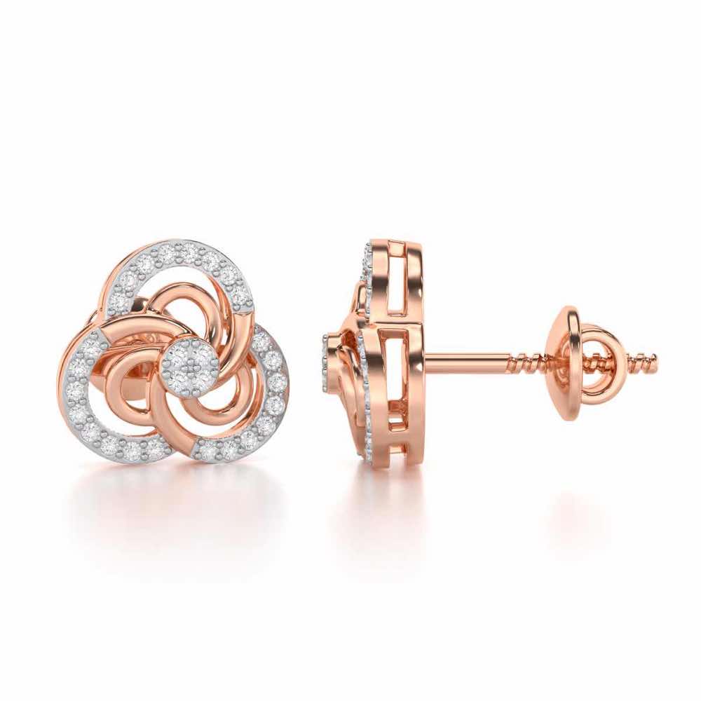Realistic Swirl Silver Earrings - Rose Gold - Image 4