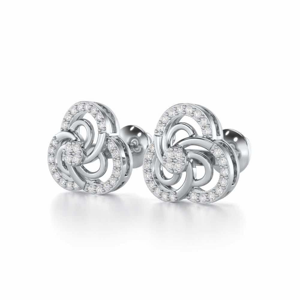 Realistic Swirl Silver Earrings - White Gold - Image 3