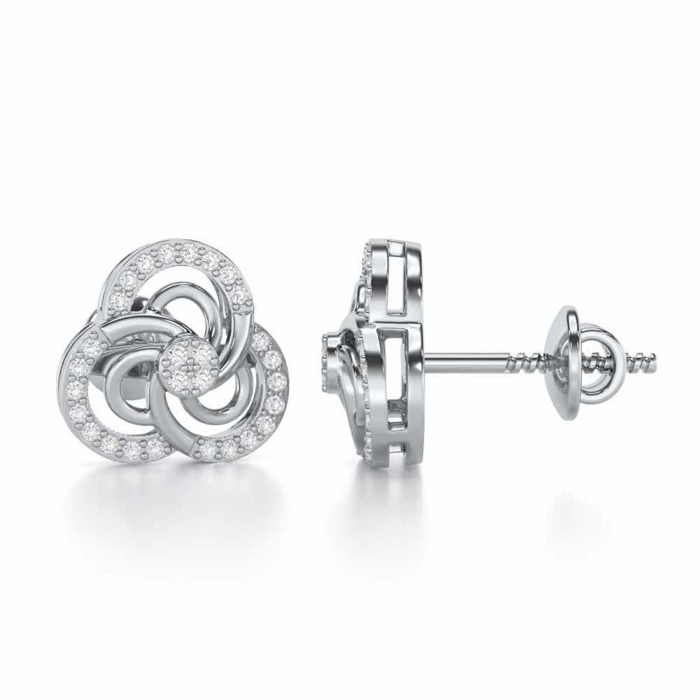 Realistic Swirl Silver Earrings - White Gold - Image 4