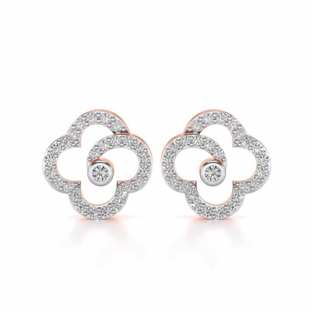 Refined Bloom Silver Earrings - Rose Gold - Image 1