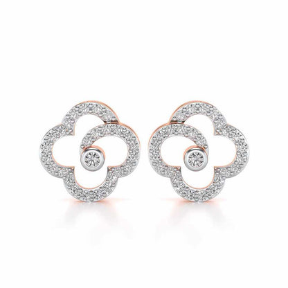 Refined Bloom Silver Earrings - Rose Gold - Image 1