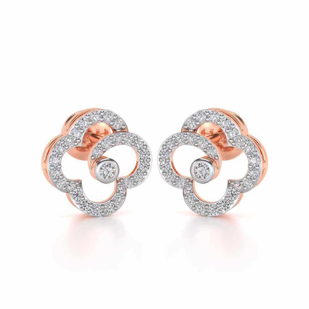 Refined Bloom Silver Earrings - Rose Gold - Image 2