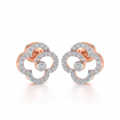 Refined Bloom Silver Earrings - Rose Gold - Image 2