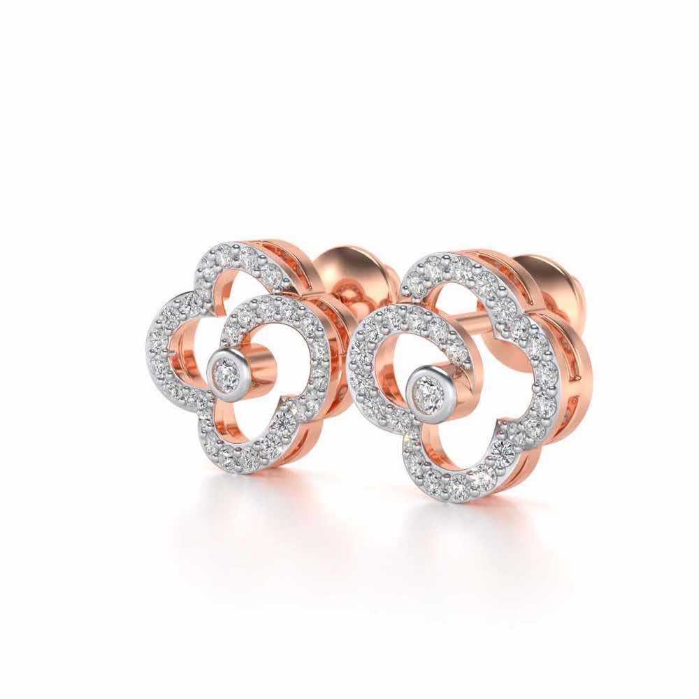 Refined Bloom Silver Earrings - Rose Gold - Image 3