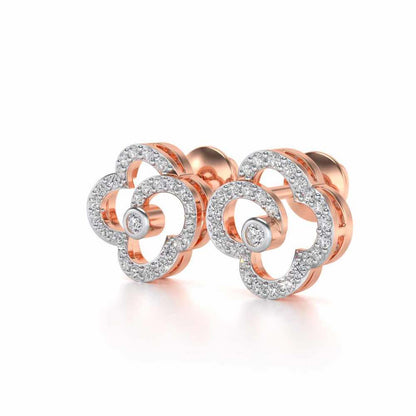 Refined Bloom Silver Earrings - Rose Gold - Image 3