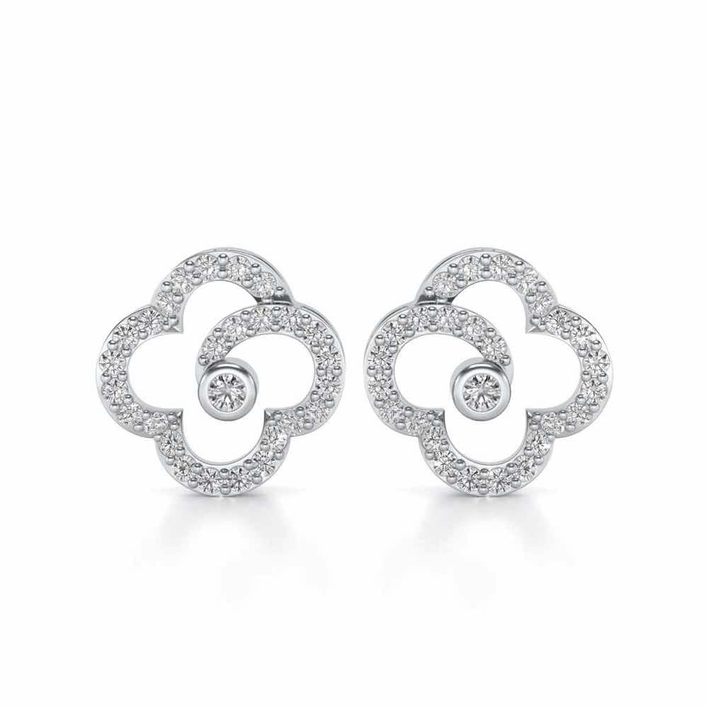Refined Bloom Silver Earrings - White Gold - Image 1
