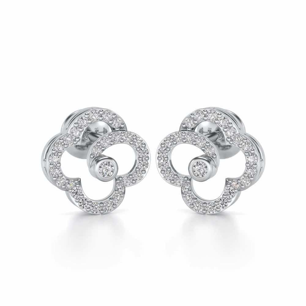Refined Bloom Silver Earrings - White Gold - Image 2