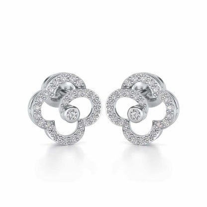 Refined Bloom Silver Earrings - White Gold - Image 2