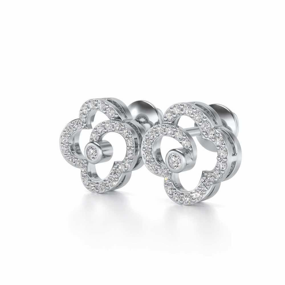 Refined Bloom Silver Earrings - White Gold - Image 3